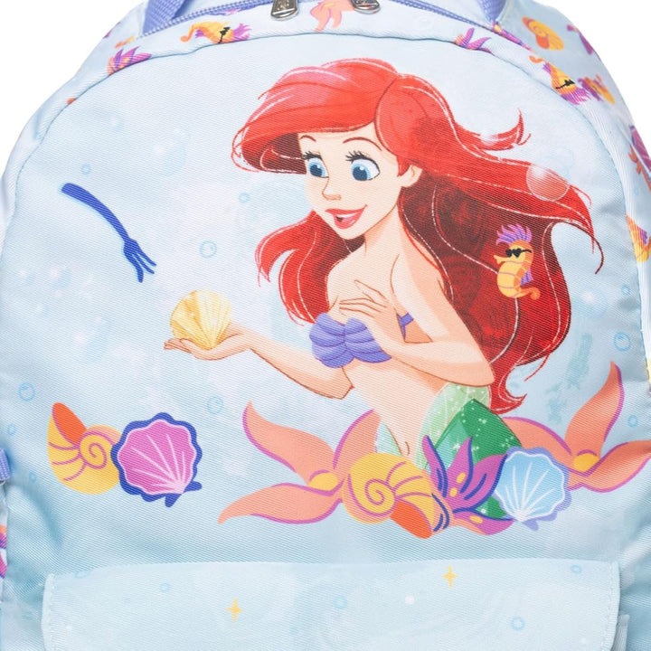 Wondapop Disney The Little Mermaid 15.5 Inch Junior Deluxe Nylon Backpack, Waves of Fun, Kids School Bag with Laptop Sleeve &amp; Pockets