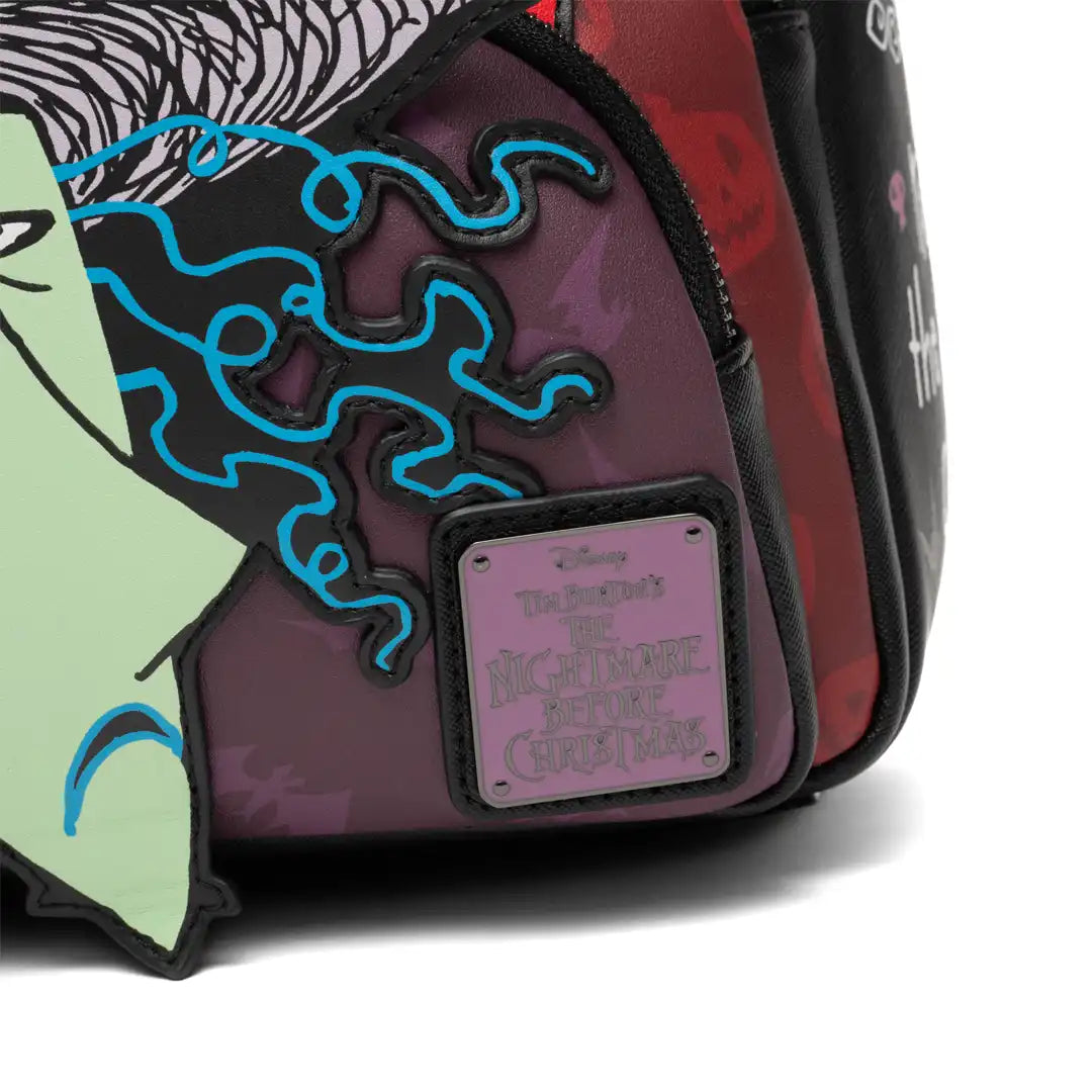 Loungefly Disney Nightmare Before Christmas Glow in the Dark Lock, Shock, and Barrel Triple Pocket Mini Backpack - 707 Street Exclusive