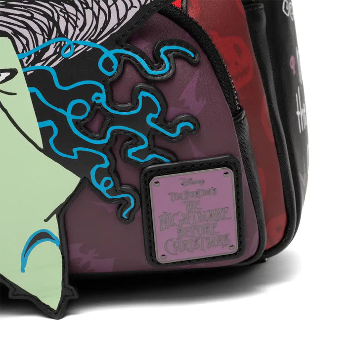 Loungefly Disney Nightmare Before Christmas Glow in the Dark Lock, Shock, and Barrel Triple Pocket Mini Backpack - 707 Street Exclusive