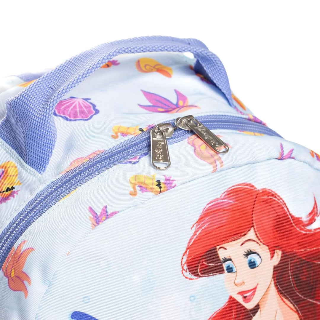 Wondapop Disney The Little Mermaid 15.5 Inch Junior Deluxe Nylon Backpack, Waves of Fun, Kids School Bag with Laptop Sleeve &amp; Pockets