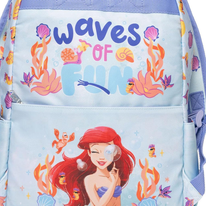 Wondapop Disney The Little Mermaid 15.5 Inch Junior Deluxe Nylon Backpack, Waves of Fun, Kids School Bag with Laptop Sleeve &amp; Pockets