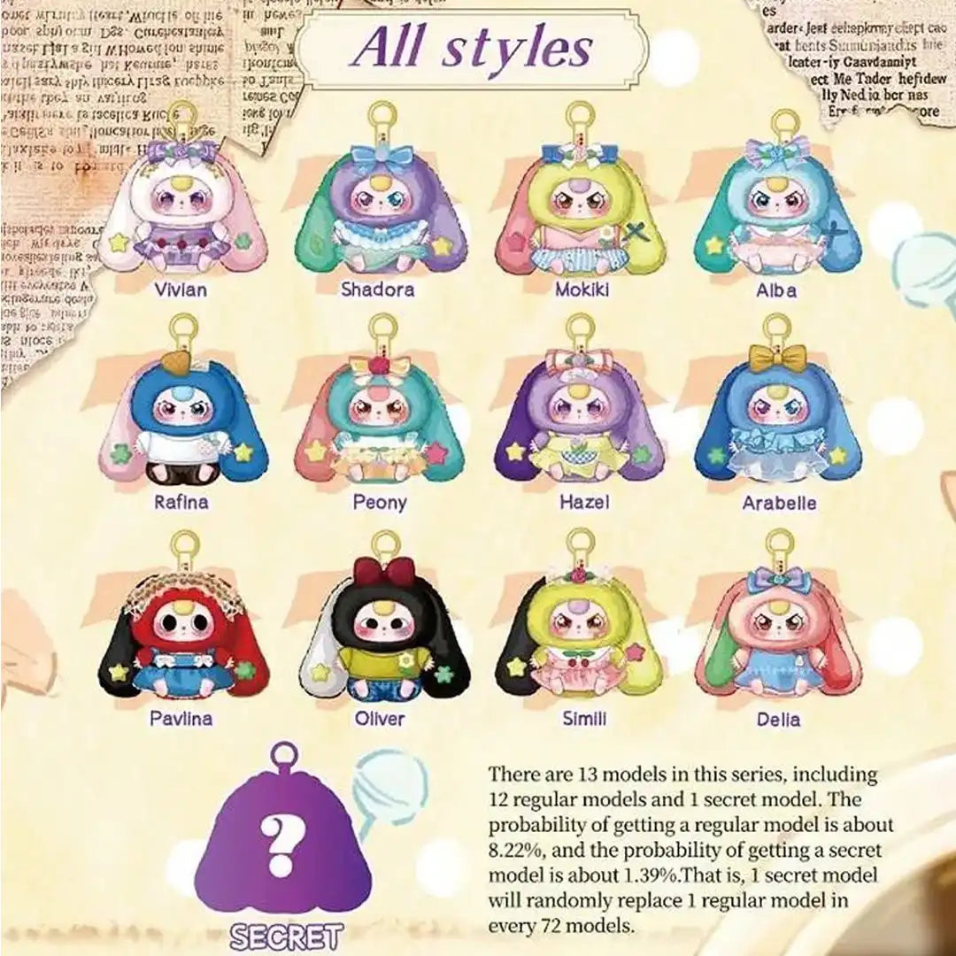 Cureplaneta Baby Three Lily Rabbit Town V4 Plush Keychain Blind Box