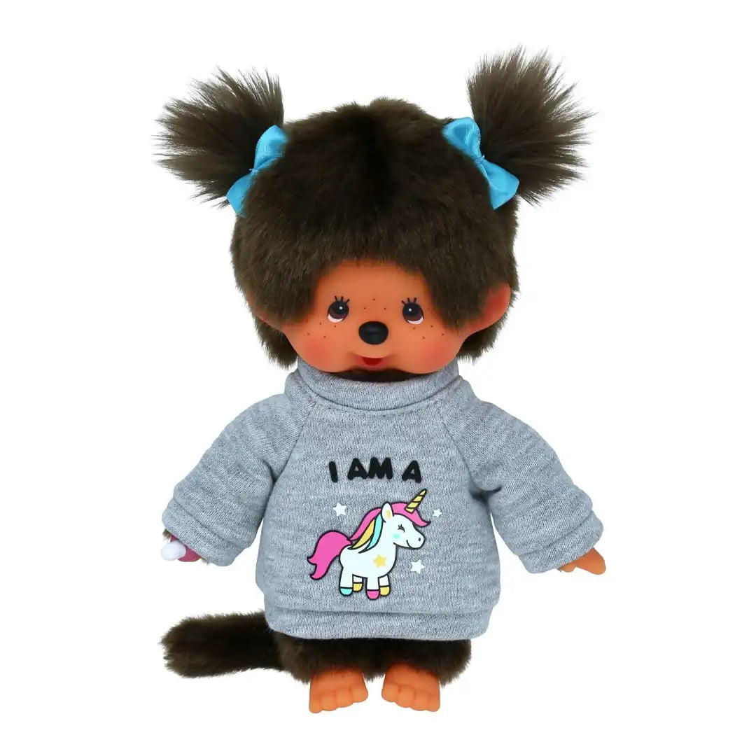 Monchhichi Girl with Unicorn Sweater Plush Toy