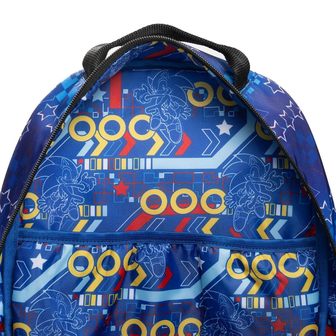 Wondapop SEGA Sonic the Hedgehog Backpack, 15.5 Inch Character Backpack with Padded Shoulder Straps, 14 Inch Laptop &amp; Tablet Compartment, Hidden Security Pocket, Side Pockets
