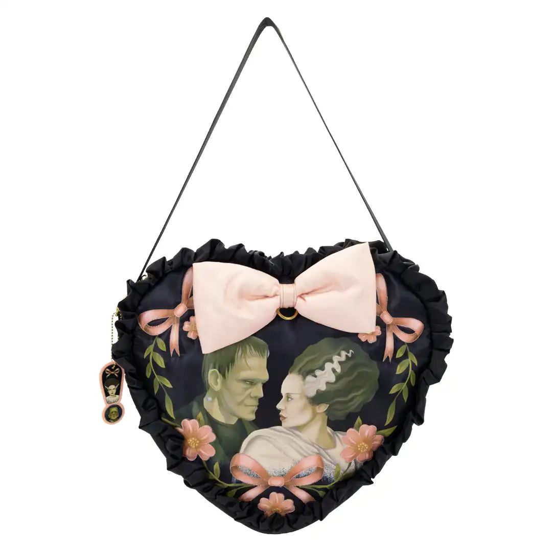 Whatever Makes You Happy Universal Monsters Coquette Frankie &amp; Bride Oversized Heart Tote Bag