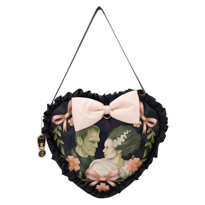Whatever Makes You Happy Universal Monsters Coquette Frankie &amp; Bride Oversized Heart Tote Bag