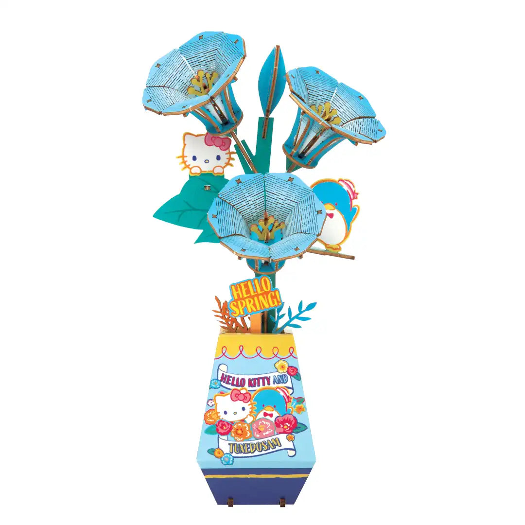 Hands Craft Wooden Puzzle: Hello Kitty and Friends DIY 3D Flower - Sky Morning Glory