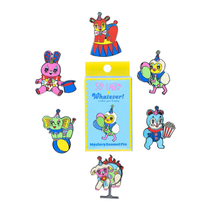 Whatever Makes You Happy So Lazo Mystery Box Party Animals Circus Enamel Pins