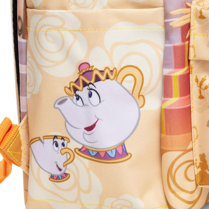Wondapop Disney Princess Belle Backpack 16” Girls School Backpack with Laptop Sleeve, Front Pocket &amp; Side Pockets, Beauty and the Beast Bookbag for Kids
