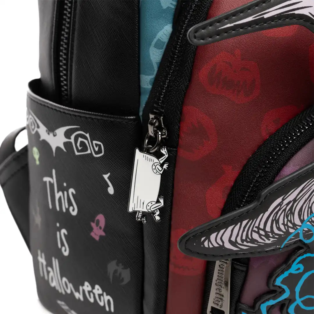 Loungefly Disney Nightmare Before Christmas Glow in the Dark Lock, Shock, and Barrel Triple Pocket Mini Backpack - 707 Street Exclusive