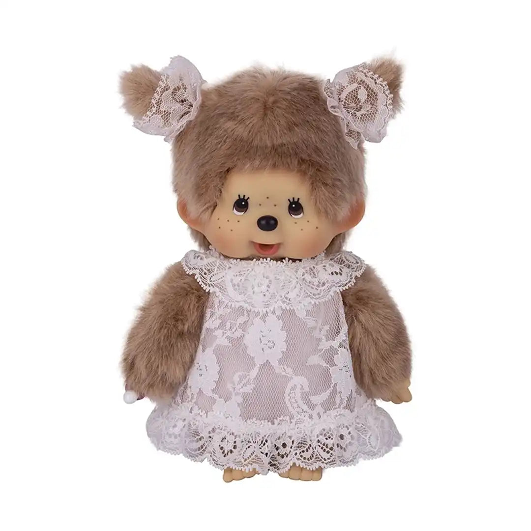 Monchhichi White Lace Dress Beige Girl Plush Toy