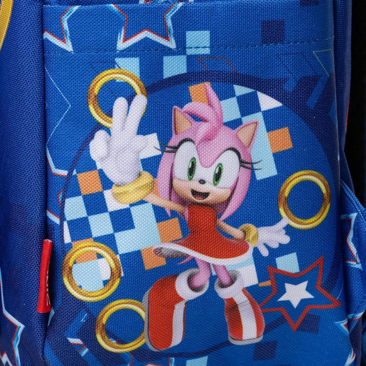 Wondapop SEGA Sonic the Hedgehog Backpack 16” Kids School Backpack with Laptop Sleeve, Front Pocket &amp; Side Pockets