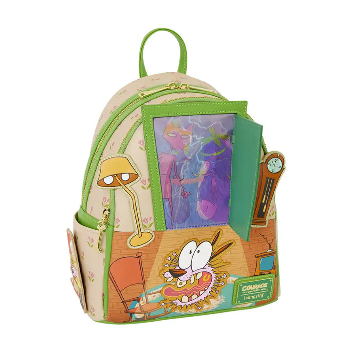 Loungefly Cartoon Network Courage the Cowardly Dog Lenticular Mini Backpack