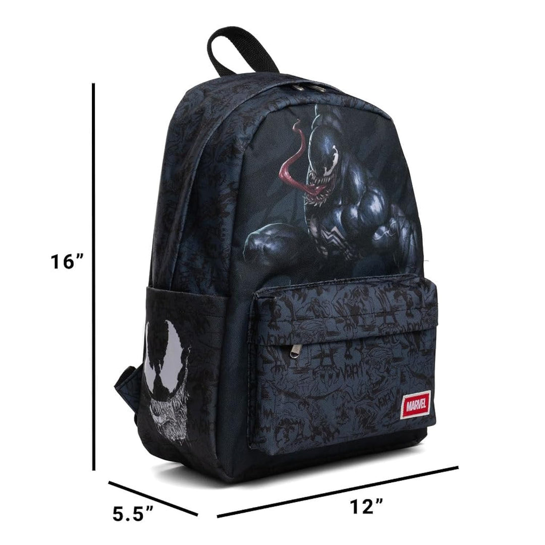 Wondapop Marvel Venom 16 Inch Backpack – Venom &amp; Carnage School Backpack with Laptop Sleeve, Front Pocket &amp; Side Pockets, Venom Bookbag for Kids