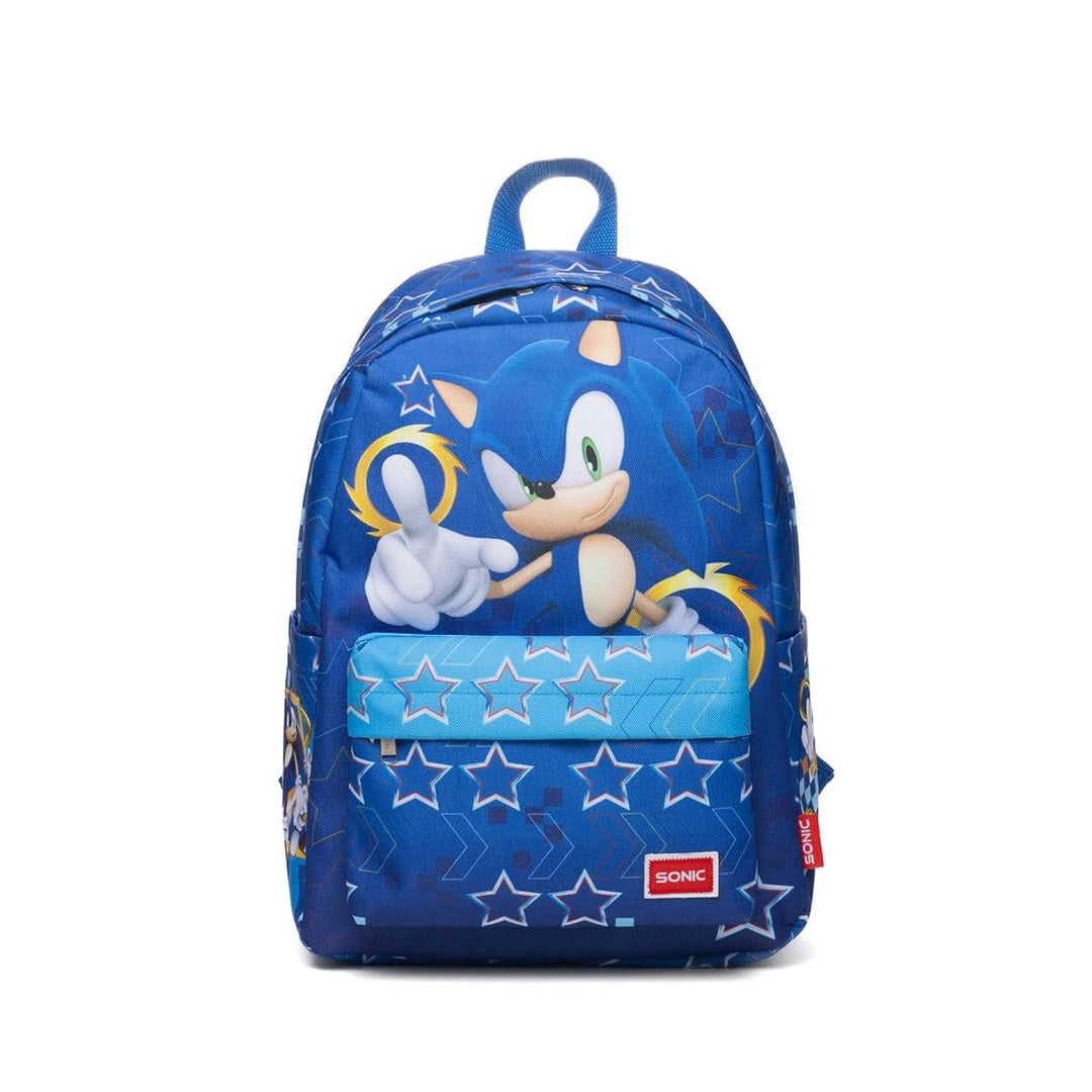 Wondapop SEGA Sonic the Hedgehog Backpack 16” Kids School Backpack with Laptop Sleeve, Front Pocket &amp; Side Pockets