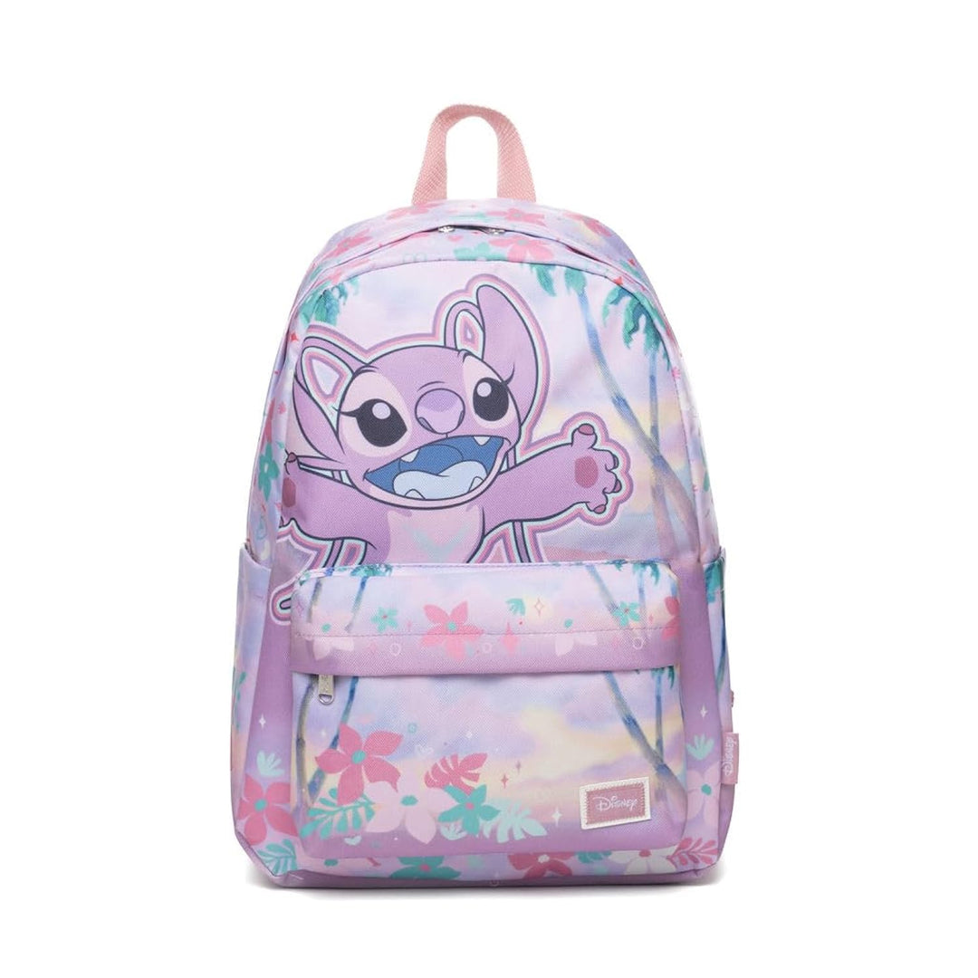 Wondapop Disney Stitch Angel Backpack 16” Girls School Backpack with Laptop Sleeve, Front Pocket &amp; Side Pockets, Cute Disney Bookbag for Kids