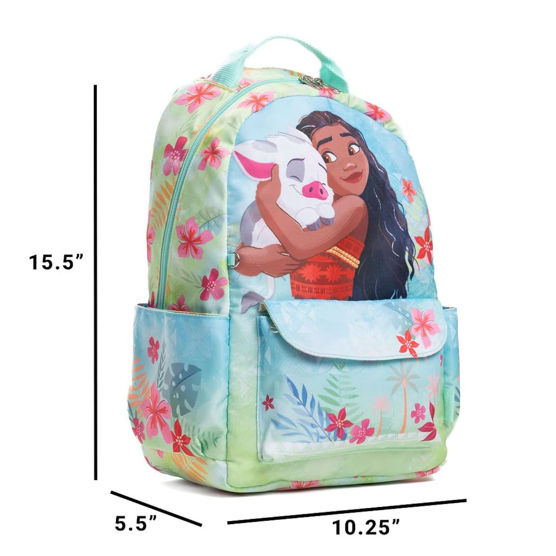 Wondapop Moana Backpack 15.5 Inch Junior Deluxe Nylon, Wayfinder’s Best Friend, Kids School Bag with Laptop Sleeve &amp; Pockets