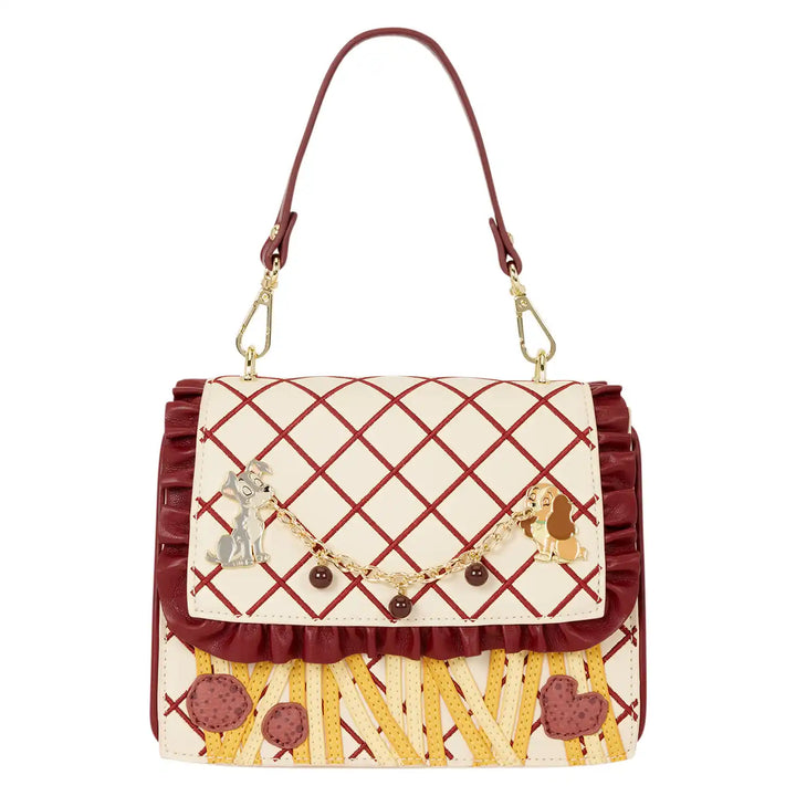 Loungefly Disney Lady &amp; the Tramp Spaghetti Dinner Charm Crossbody Bag