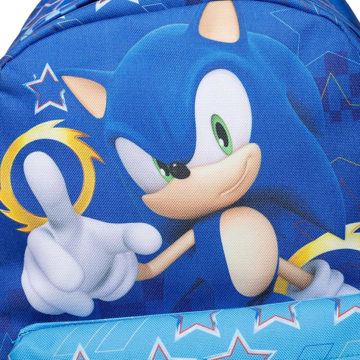 Wondapop SEGA Sonic the Hedgehog Backpack 16” Kids School Backpack with Laptop Sleeve, Front Pocket &amp; Side Pockets