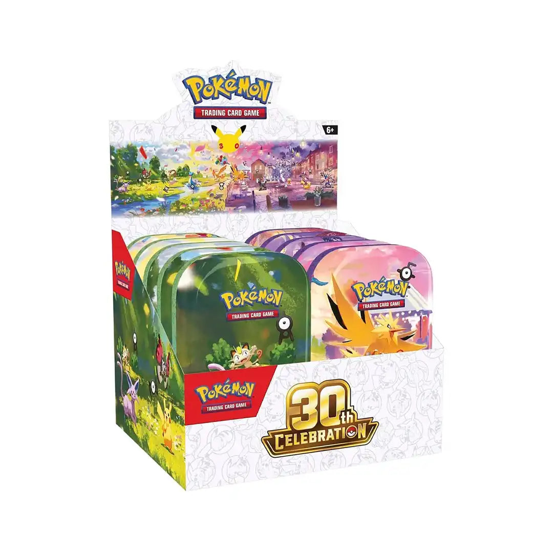 Pokémon TCG: 30th Celebration Mini Tin 10-Count Display Box