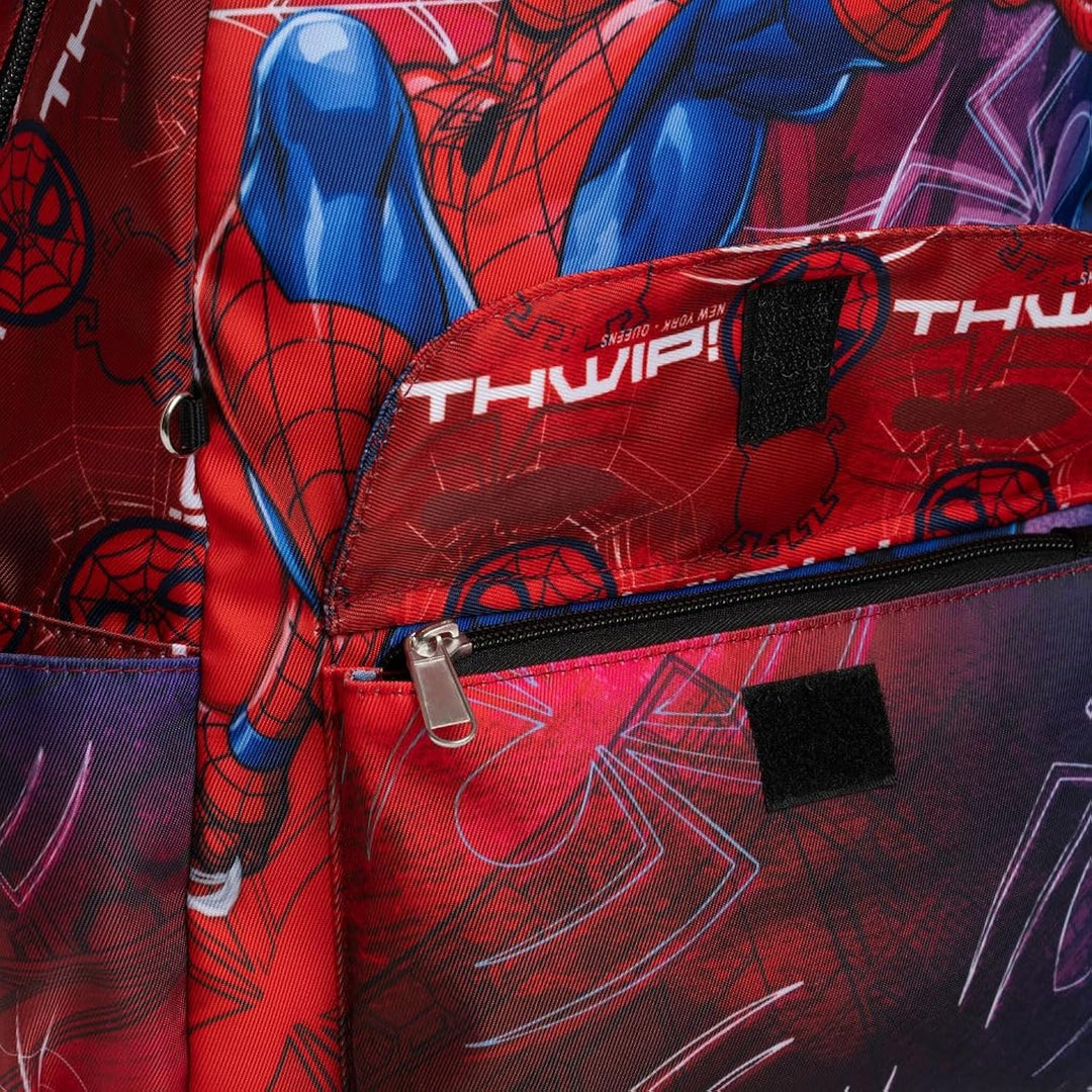 Wondapop Marvel Spider-Man 15.5 Inch Deluxe Nylon Backpack, Kids School Bag with Laptop Sleeve &amp; Pockets