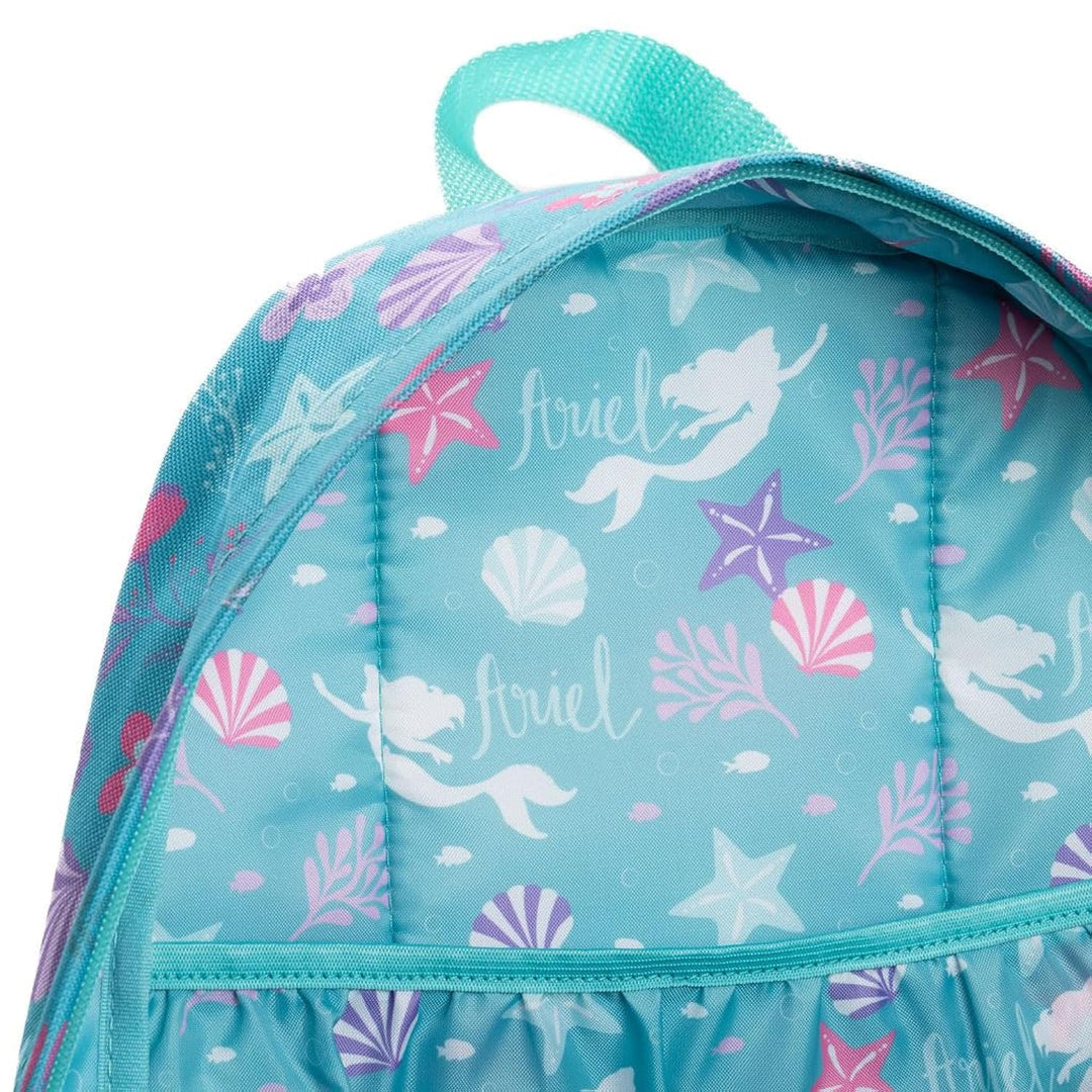 Wondapop Disney Princess Ariel Backpack 16” Girls School Backpack with Laptop Sleeve, Front Pocket &amp; Side Pockets, The Little Mermaid Bookbag for Kids