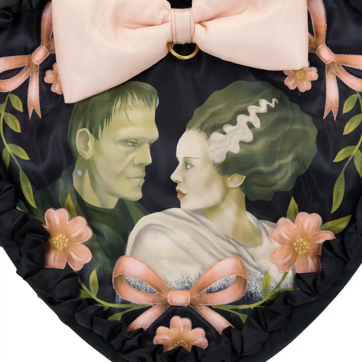 Whatever Makes You Happy Universal Monsters Coquette Frankie &amp; Bride Oversized Heart Tote Bag