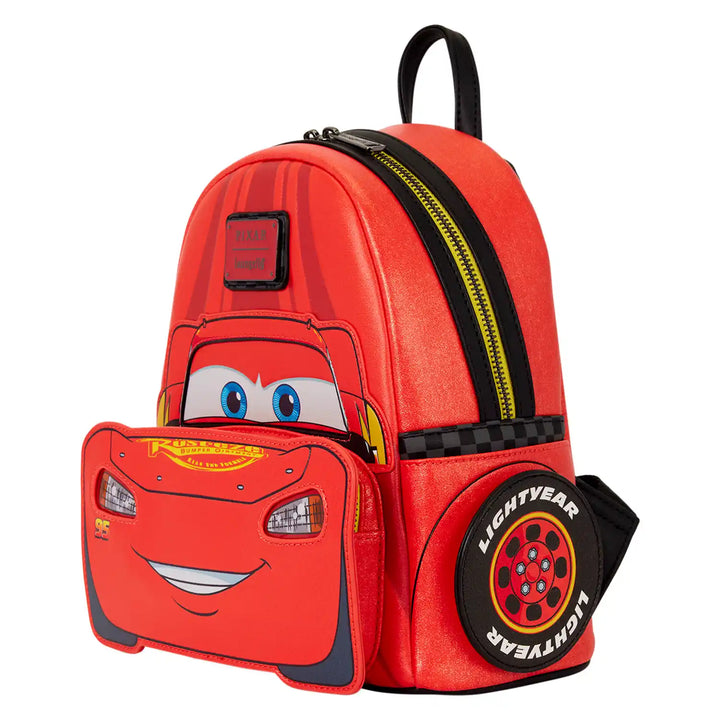Loungefly Disney Pixar Cars 20th Anniversary Lightning McQueen Shimmer Light-Up Mini Backpack