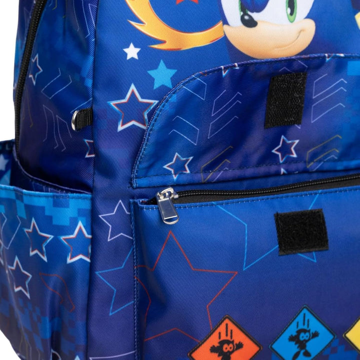 Wondapop SEGA Sonic the Hedgehog Backpack, 15.5 Inch Character Backpack with Padded Shoulder Straps, 14 Inch Laptop &amp; Tablet Compartment, Hidden Security Pocket, Side Pockets