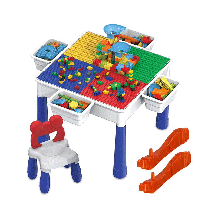 PicassoTiles 581pcs Building Blocks Activity Center Table &amp; Chair Set Children&