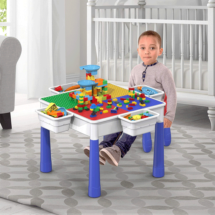 PicassoTiles 581pcs Building Blocks Activity Center Table &amp; Chair Set Children&