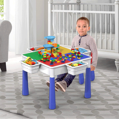 PicassoTiles 581pcs Building Blocks Activity Center Table & Chair Set Children's Play Set - Lifestyle