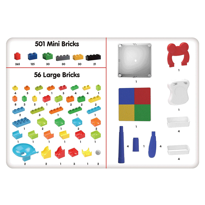 PicassoTiles 581pcs Building Blocks Activity Center Table &amp; Chair Set Children&
