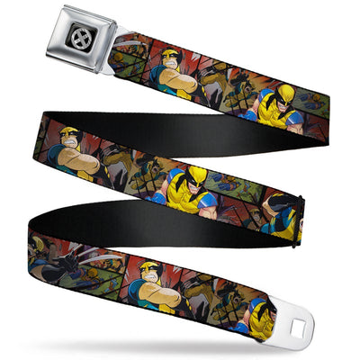 Marvel X-Men Icon Full Color Black Silver Gradient Wolverine 3-Action Poses/Comic Scene Seatbelt Belt-front