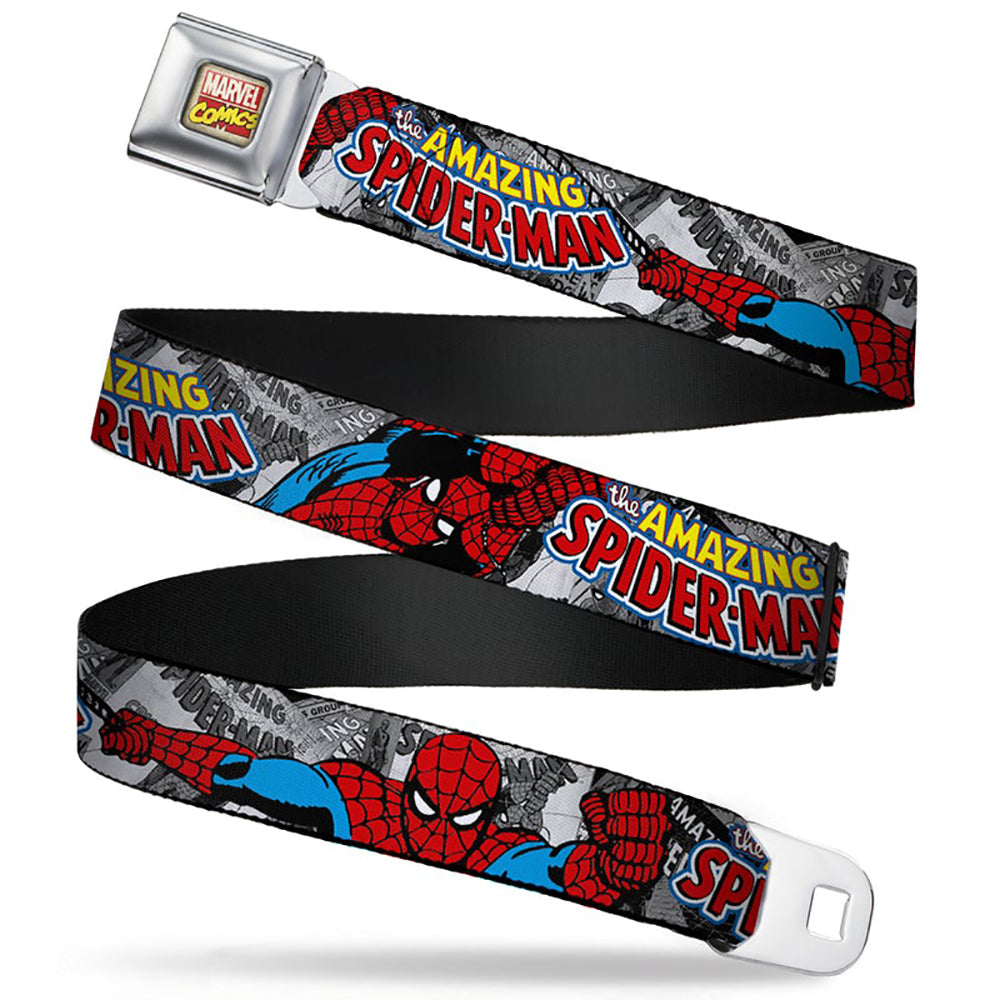 Marvel Comics The Amazing Spider-Man Stacked Comic Books/Action Poses Webbing Seatbelt Belt-front
