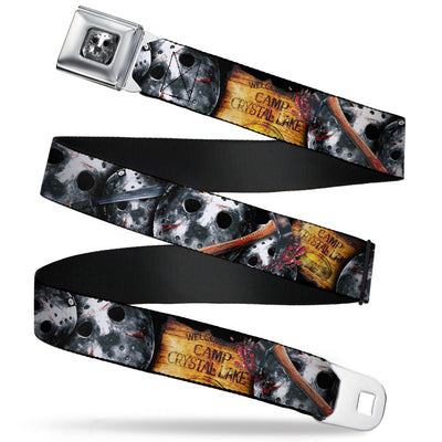 Jason Mask2 - Friday the 13th/Welcome to Camp Crystal Lake/Jason Mask3 Stacked/Axe Webbing Seatbelt Belt-FRONT