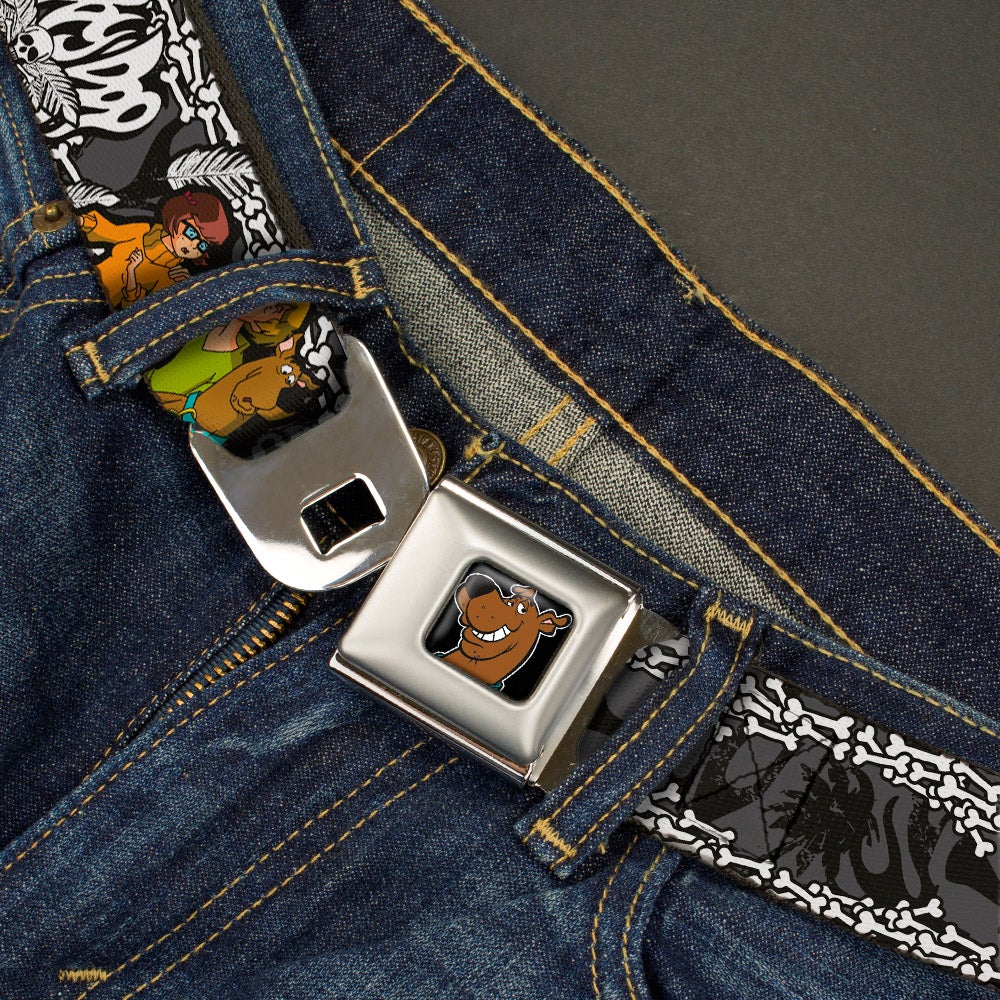 Scooby Doo Face Full Color Black - Scooby Doo Group Pose/Bones Webbing Seatbelt Belt-LIFESTYLE