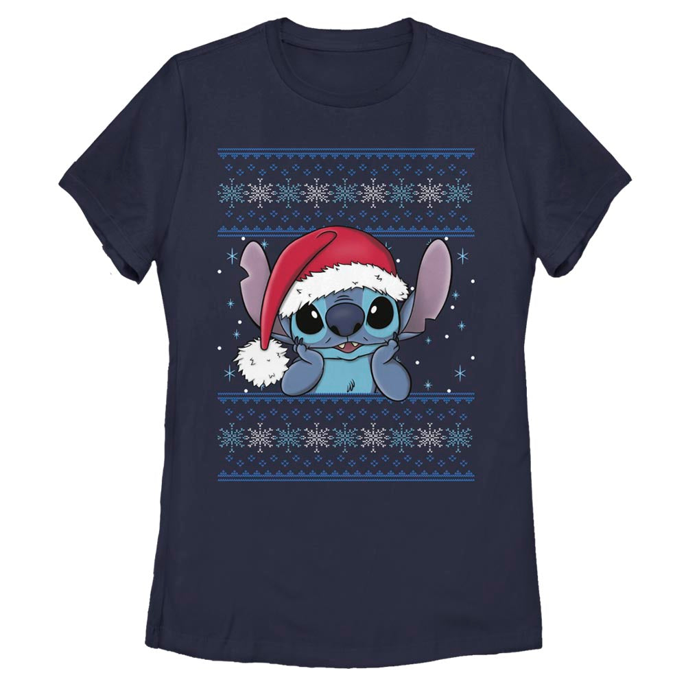Mad Engine Disney Lilo & Stitch Holiday Stitch Wearing Santa Hat Women's T-Shirt