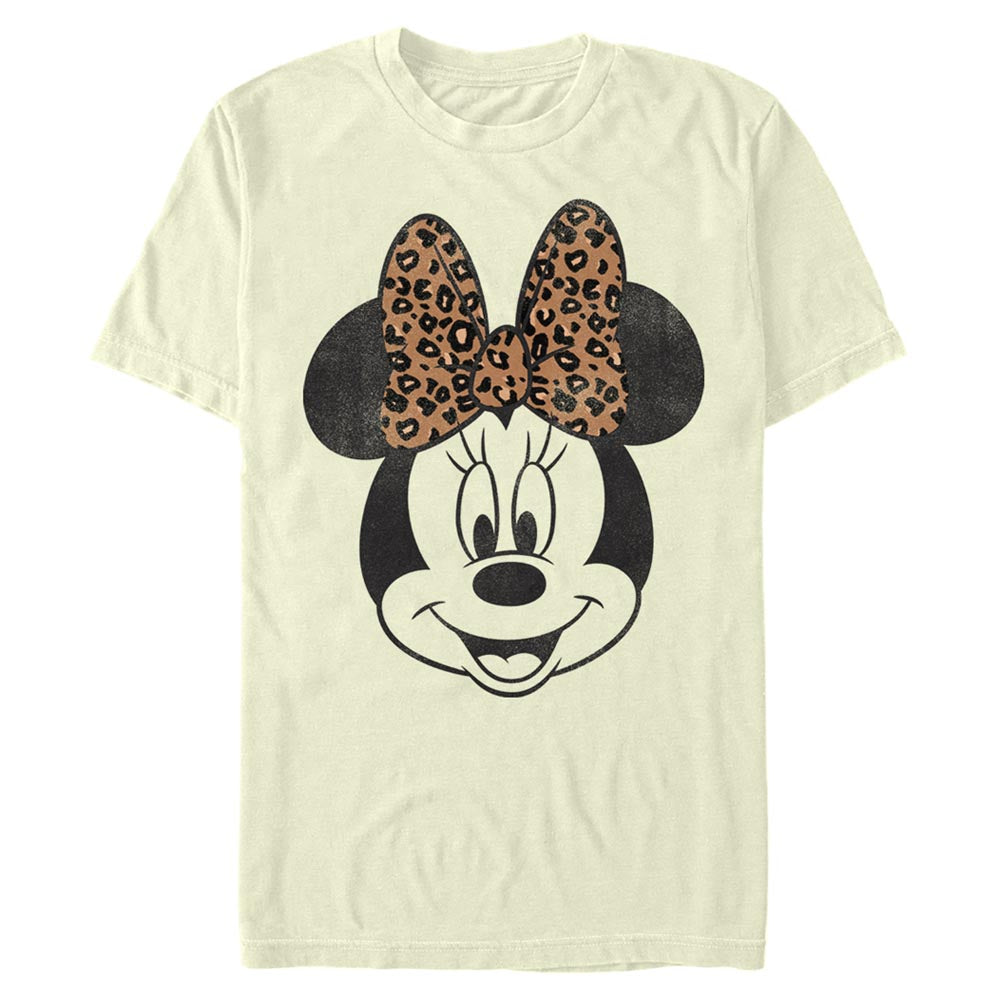 Mad Engine Disney Mickey Mouse & Friends Modern Minnie Face Leopard Beige Men's T-Shirt