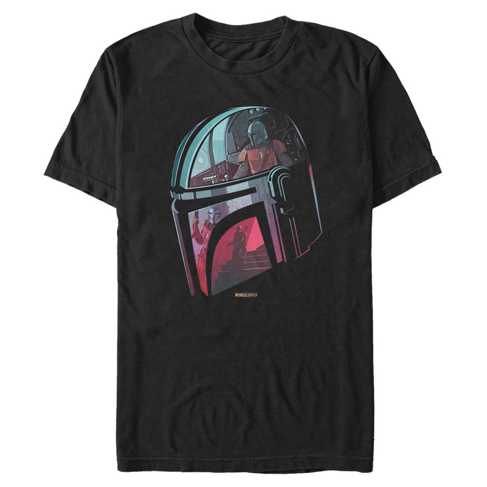 Mad Engine Star Wars The Mandalorian Helmet Explanation Men's T-Shirt