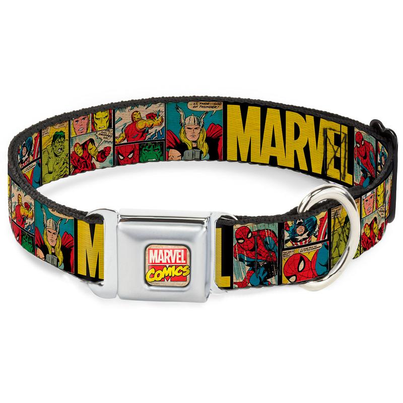 Marvel Comics Retro Logo - Multicolor Buckle-Down Dog Collar