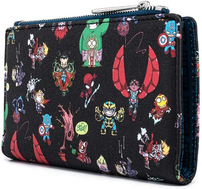 Loungefly Marvel Skottie Young Chibi Group Allover Print Zip-Around Wallet - Side View