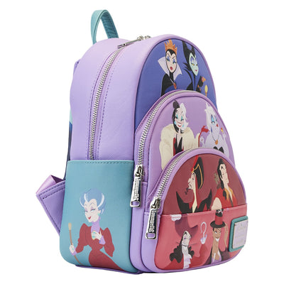 671803451438 - Loungefly Disney Villains Color Block Triple Pocket Mini Backpack - Alternate Side View