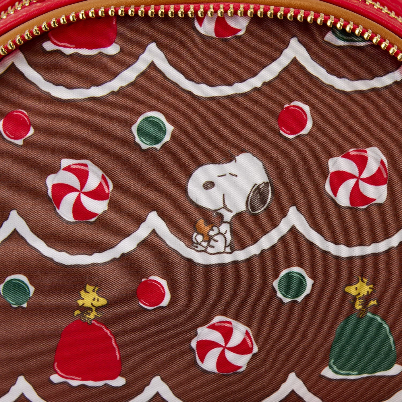 Loungefly Peanuts Snoopy Gingerbread House Mini Backpack - Interior Lining