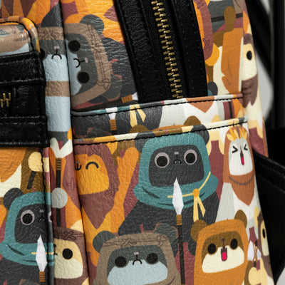 707 Street Exclusive - Star Wars Ewok Chibi Allover Print Mini Backpack - Pockets