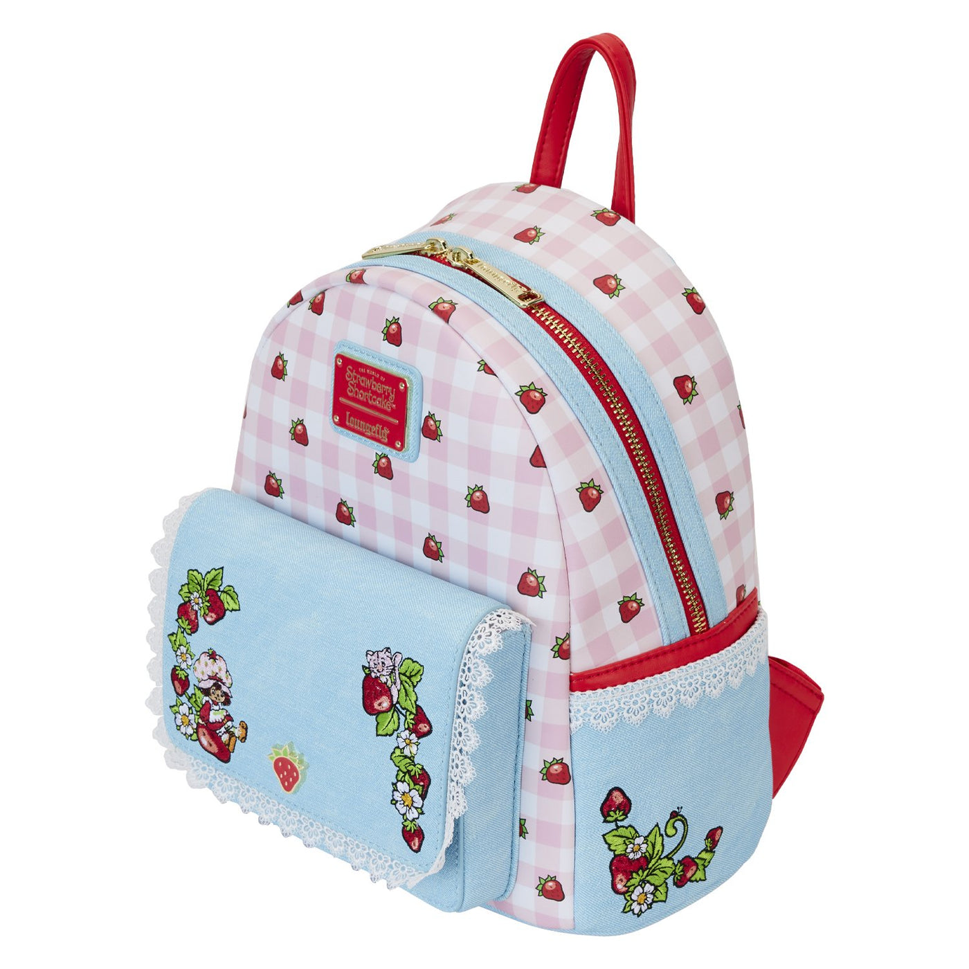 Loungefly Strawberry Shortcake Denim Pocket Mini Backpack - Top View