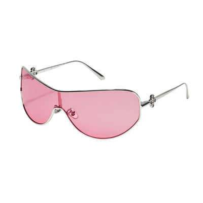 Quay Women's Balance Wrap Shield Sunglasses in Silver Frame/Rose Lens-top view