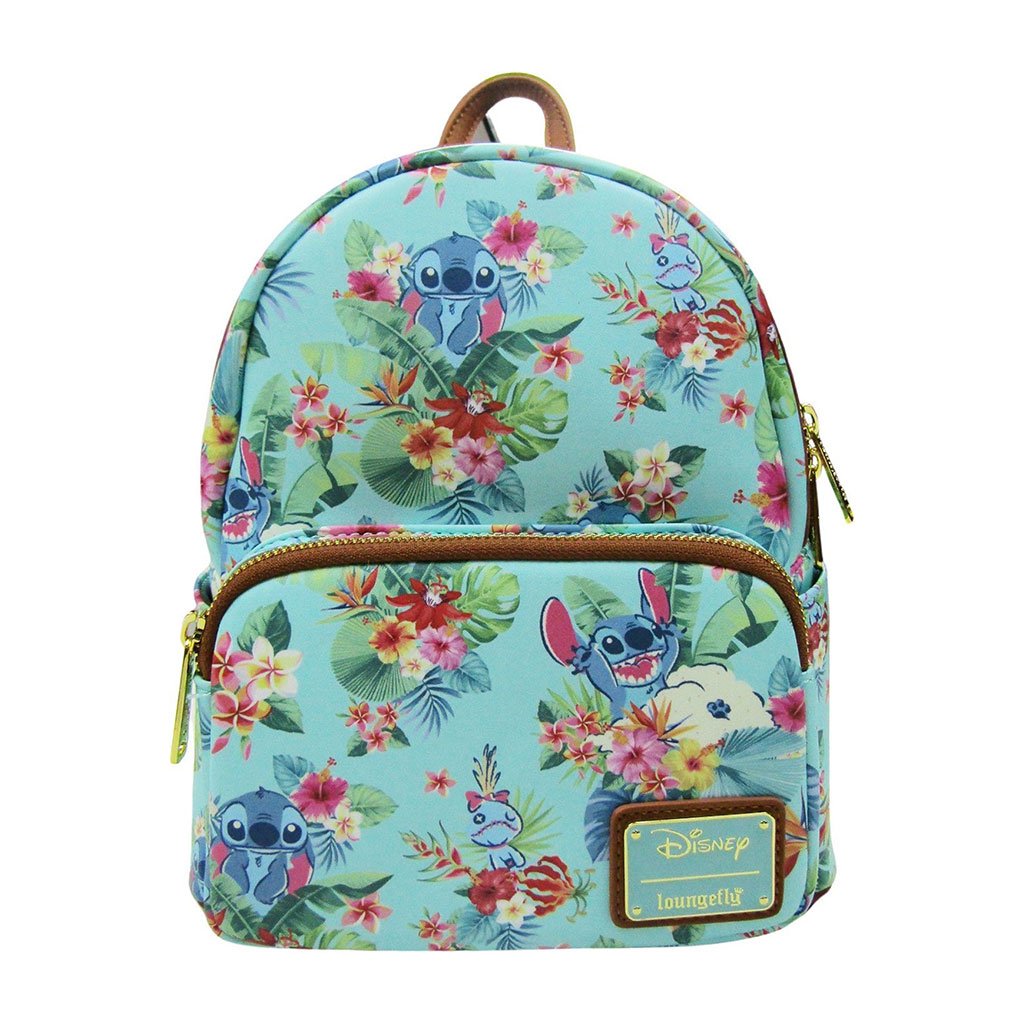 707 Street Exclusive - Loungefly Disney Lilo & Stitch Mint Floral Allover Print Mini Backpack - Front