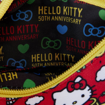 Loungefly Sanrio Hello Kitty 50th Anniversary Classic Allover Print Nylon Pouch Wristlet - Interior Lining