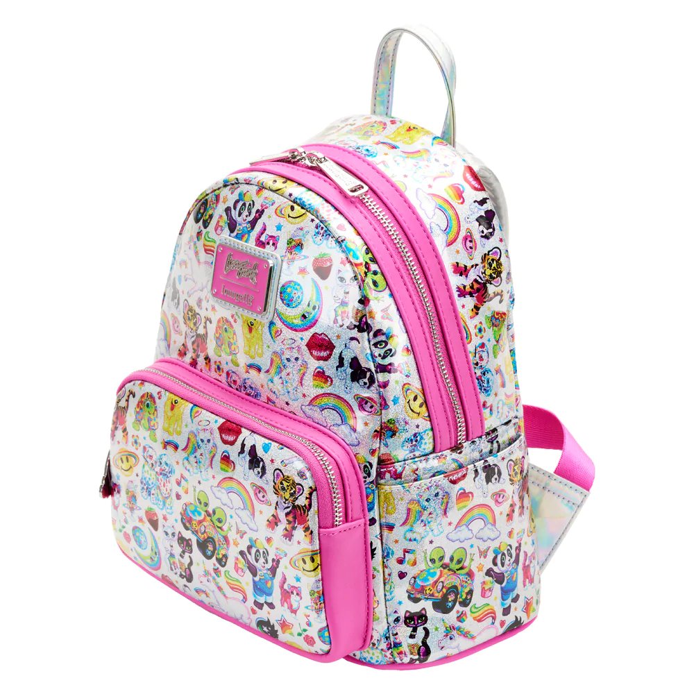 Loungefly Lisa Frank Iridescent Allover Print Mini Backpack - Top View